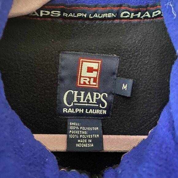 Chaps Ralph Lauren Vintage Quarter Zip Fleece Pullover Navy Medium - Picture 9 of 11